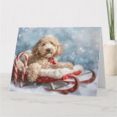 Goldendoodle Hond Kerstfeest Kaart (Voorkant)