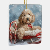 Goldendoodle Hond Kerstfeest Keramisch Ornament (Rechts)