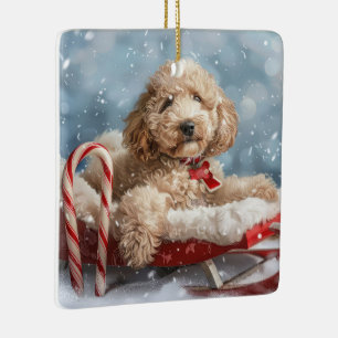 Goldendoodle Hond Kerstfeest Keramisch Ornament