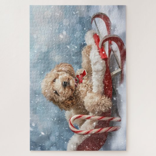 Goldendoodle Hond Kerstfeest Legpuzzel (Verticaal)