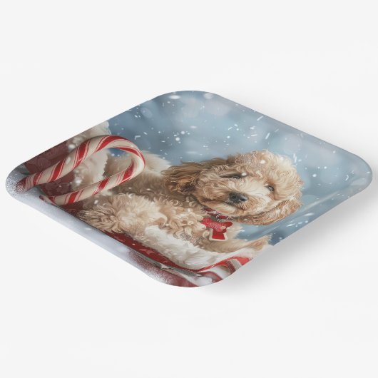 Goldendoodle Hond Kerstfeest Papieren Bordje (Gebogen)