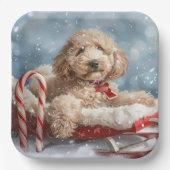 Goldendoodle Hond Kerstfeest Papieren Bordje (Voorkant)