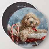 Goldendoodle Hond Kerstfeest Ronde Button 6,0 Cm (Voorkant /achterkant)
