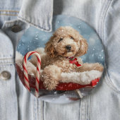 Goldendoodle Hond Kerstfeest Ronde Button 6,0 Cm (In situ)