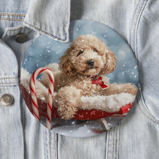 Goldendoodle Hond Kerstfeest Ronde Button 6,0 Cm (In situ)