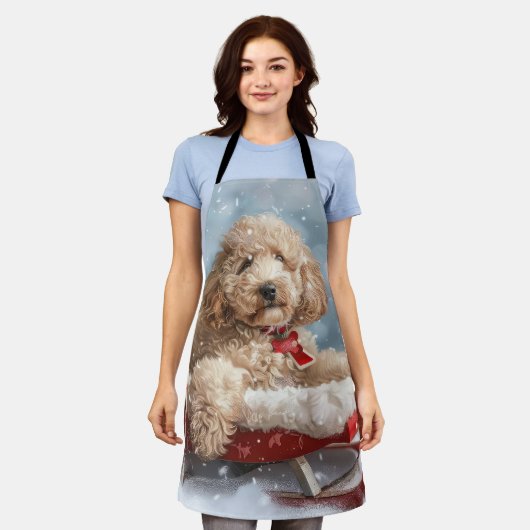 Goldendoodle Hond Kerstfeest Schort (Gedragen)