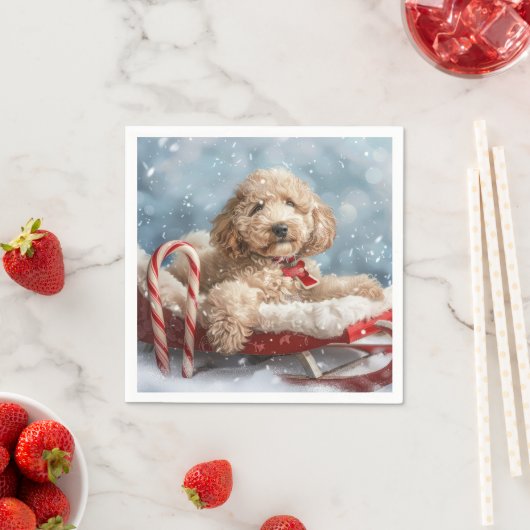 Goldendoodle Hond Kerstfeest Servet (Insitu)