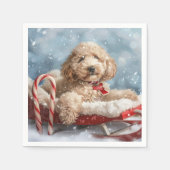 Goldendoodle Hond Kerstfeest Servet (Voorkant)