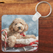 Goldendoodle Hond Kerstfeest Sleutelhanger (Achterkant)