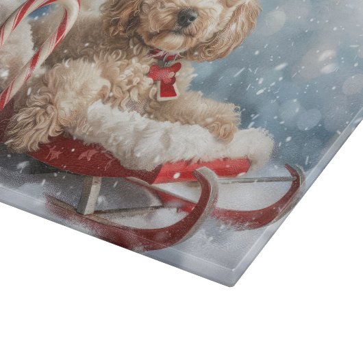 Goldendoodle Hond Kerstfeest Snijplank (Hoek)