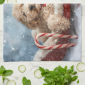 Goldendoodle Hond Kerstfeest Theedoek (Gevouwen)