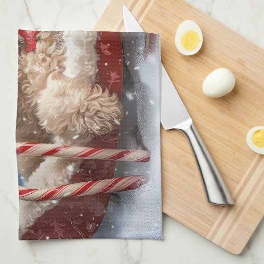 Goldendoodle Hond Kerstfeest Theedoek (Quarter Fold)