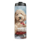 Goldendoodle Hond Kerstfeest Thermosbeker (Voorkant)