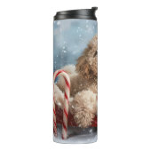 Goldendoodle Hond Kerstfeest Thermosbeker (Gedraaid links)