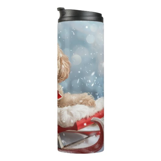 Goldendoodle Hond Kerstfeest Thermosbeker (Geroteerd rechts)