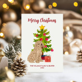 Goldendoodle Hond Kerstmis Feestdagenkaart
