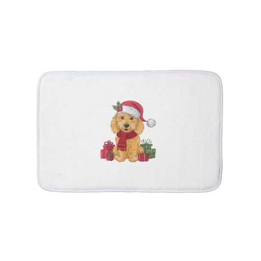 Goldendoodle Hond Kerstoutfits Santa Hat Hond X Badmat (Voorkant)