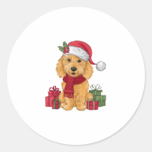 Goldendoodle Hond Kerstoutfits Santa Hat Hond X Ronde Sticker
