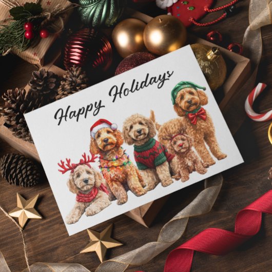 Goldendoodle Hond Kerstvakantie Briefkaart