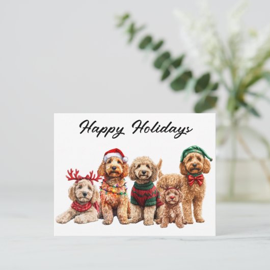 Goldendoodle Hond Kerstvakantie Briefkaart (Staand voorkant)