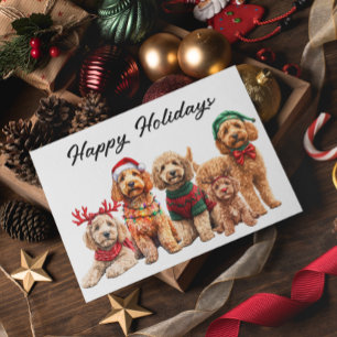 Goldendoodle Hond Kerstvakantie Kaart
