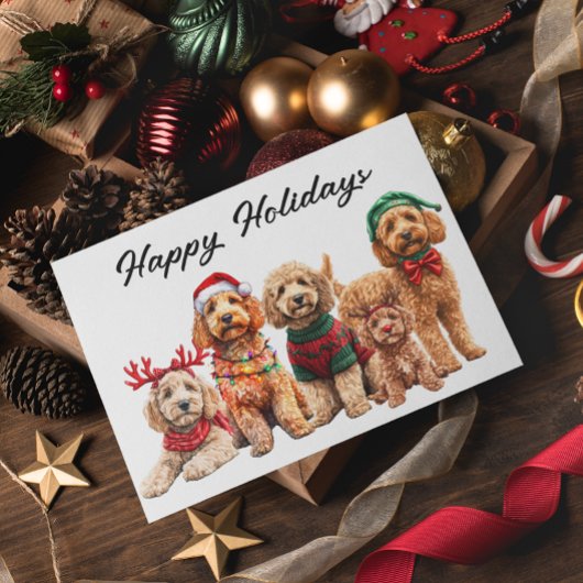 Goldendoodle Hond Kerstvakantie Kaart