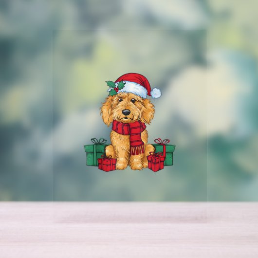 Goldendoodle Hond Kerstviering Santa Dog X Acryl Bord (Neutraal)