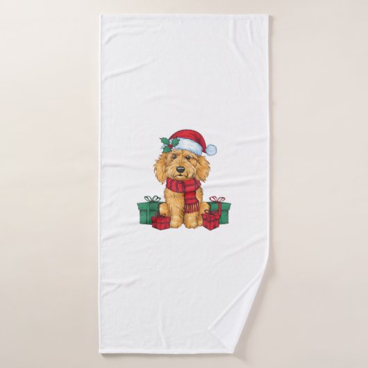 Goldendoodle Hond Kerstviering Santa Dog X Badhanddoek (Badhanddoek)