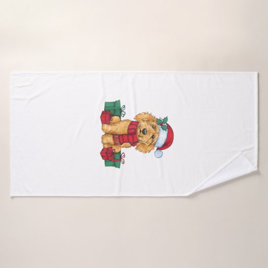 Goldendoodle Hond Kerstviering Santa Dog X Badhanddoek (Badhanddoek)