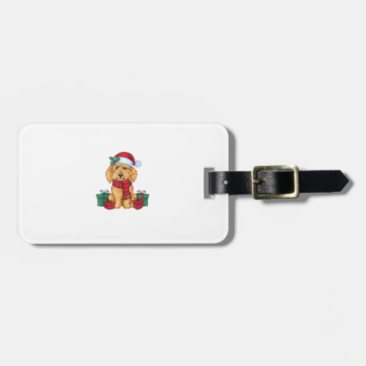 Goldendoodle Hond Kerstviering Santa Dog X Bagagelabel (Voorkant horizontaal)
