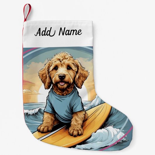 Goldendoodle Hond Kleine Kerstsok (Voorkant)