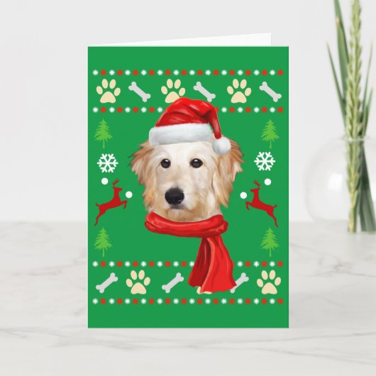 Goldendoodle Hond Lelijke Kerstmis Kaart (Voorkant)
