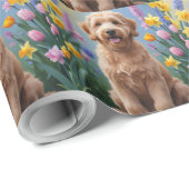 Goldendoodle Hond Lente Bloemen Schilderen Cadeaupapier (Rol Hoek)