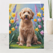 Goldendoodle-hond lente bloemen schilderij kaart (Voorkant)