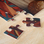Goldendoodle-hond met kerstcadeaus bij de open haa legpuzzel (Zijkant)