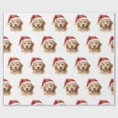 Goldendoodle Hond met Santa Hat Cadeaupapier (Vlak)