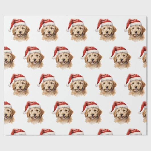 Goldendoodle Hond met Santa Hat Cadeaupapier (Vlak)