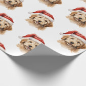 Goldendoodle Hond met Santa Hat Cadeaupapier (Hoek)