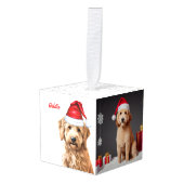 Goldendoodle Hond Naam Twee Foto Kerstmis Decoratie (Voorkant hoekig)