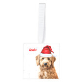 Goldendoodle Hond Naam Twee Foto Kerstmis Decoratie (Voorkant)