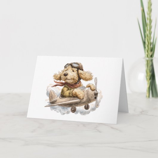 Goldendoodle Hond Piloot Vliegtuig Kaart (Voorkant)