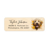 Goldendoodle-hond retouradreslabel etiket (Voorkant)