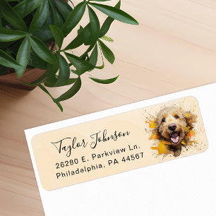 Goldendoodle-hond retouradreslabel etiket