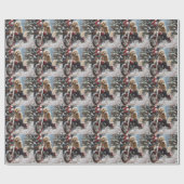 Goldendoodle Hond Rijden Motorfiets Kerstmis Cadeaupapier (Vlak)