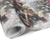 Goldendoodle Hond Rijden Motorfiets Kerstmis Cadeaupapier (Rol Hoek)