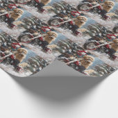 Goldendoodle Hond Rijden Motorfiets Kerstmis Cadeaupapier (Hoek)