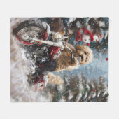 Goldendoodle Hond Rijden Motorfiets Kerstmis Fleece Deken (Voorkant (Horizontaal))