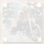 Goldendoodle Hond Rijden Motorfiets Kerstmis Glazen Onderzetter (Achterkant)