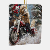 Goldendoodle Hond Rijden Motorfiets Kerstmis Keramisch Ornament (Rechts)