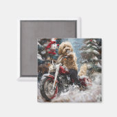 Goldendoodle Hond Rijden Motorfiets Kerstmis Magneet (Voorkant / Achterkant)